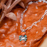 Pendant in Spiny Oyster & Hubei Turquoise - Golden Road Crafted