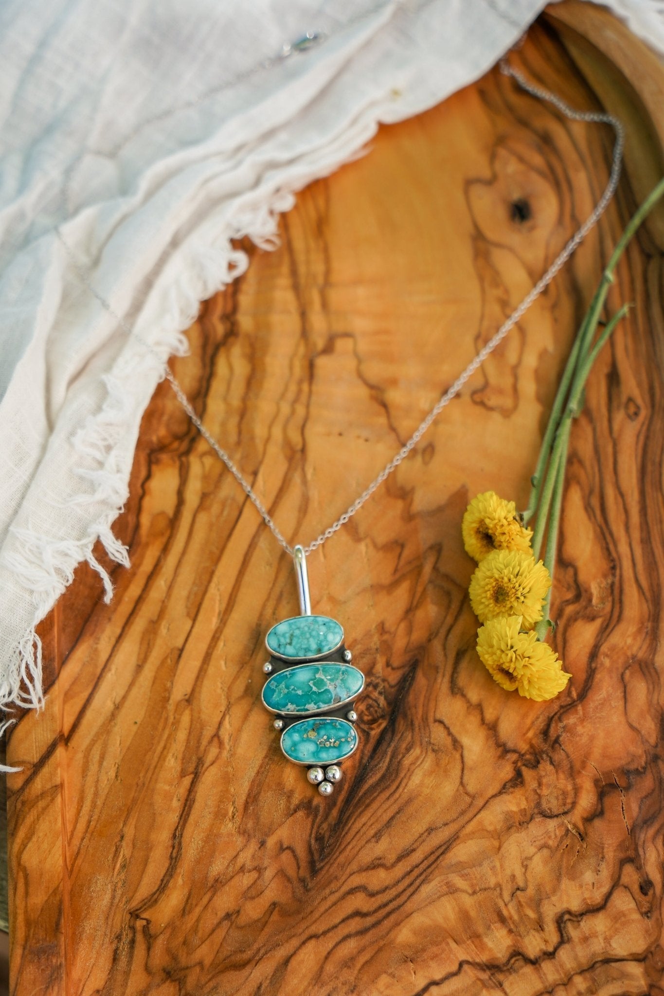 Pendant in Whitewater Turquoise - Golden Road Crafted