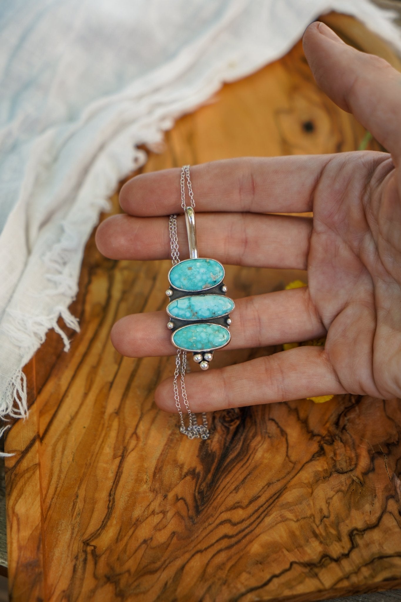 Pendant in Whitewater Turquoise - Golden Road Crafted