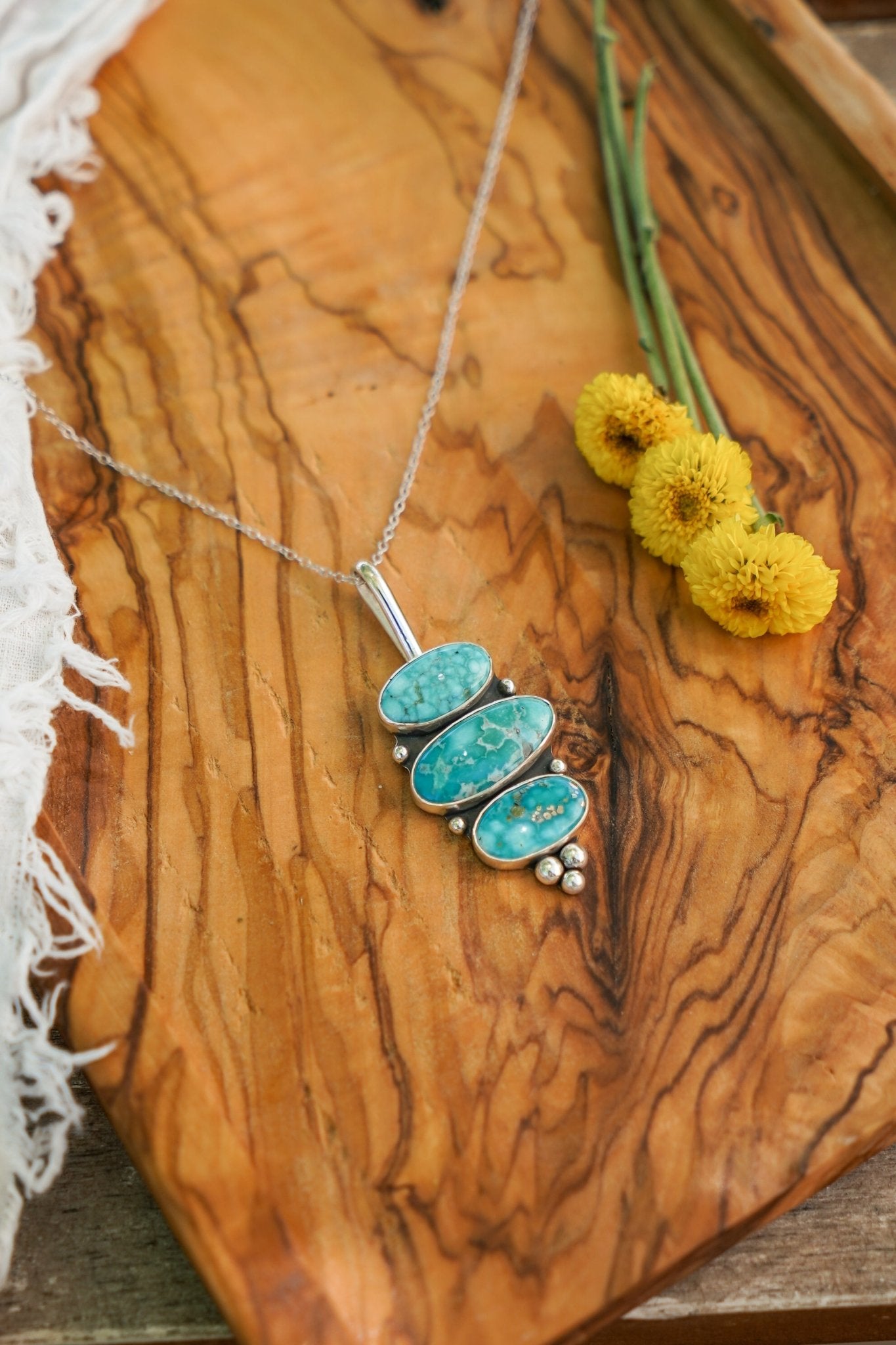 Pendant in Whitewater Turquoise - Golden Road Crafted