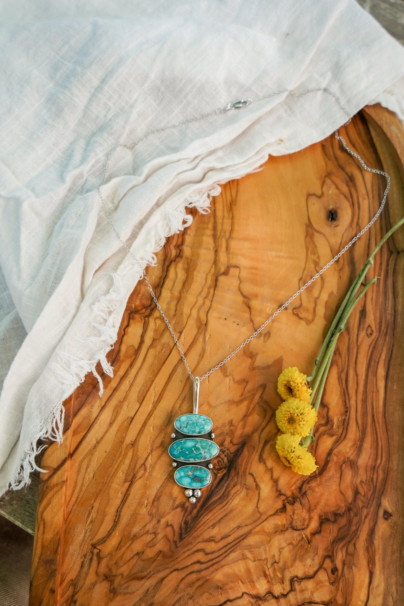 Pendant in Whitewater Turquoise - Golden Road Crafted