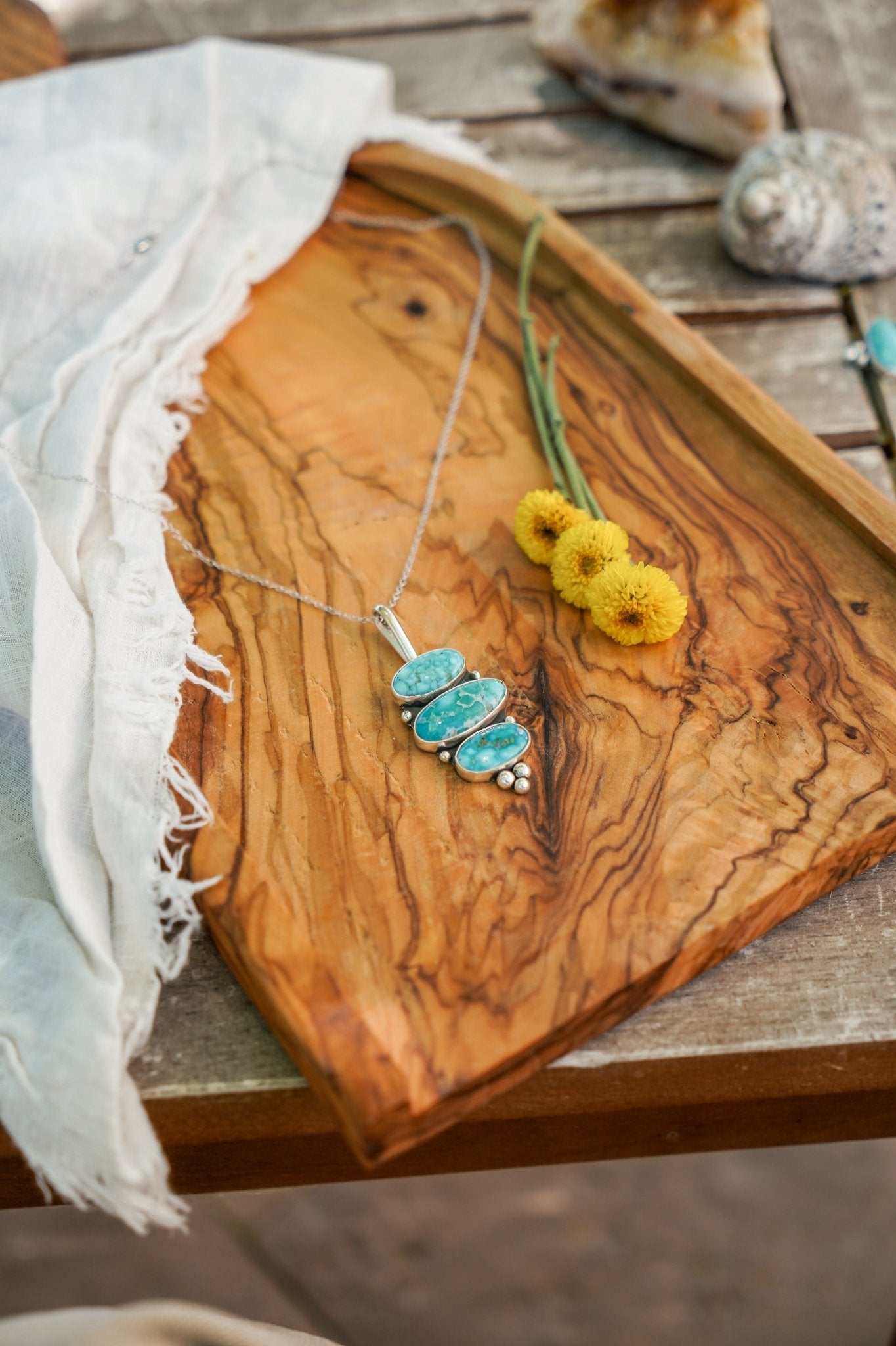 Pendant in Whitewater Turquoise - Golden Road Crafted