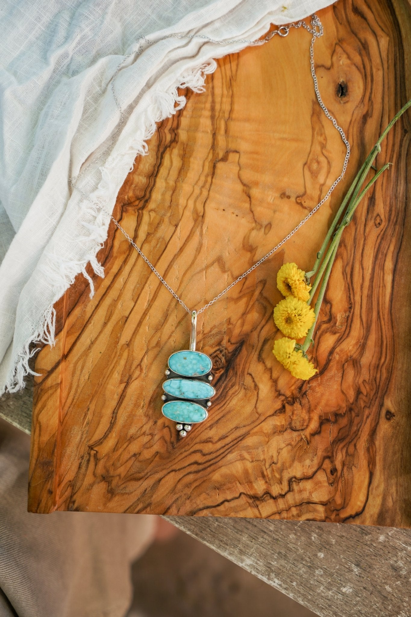 Pendant in Whitewater Turquoise - Golden Road Crafted