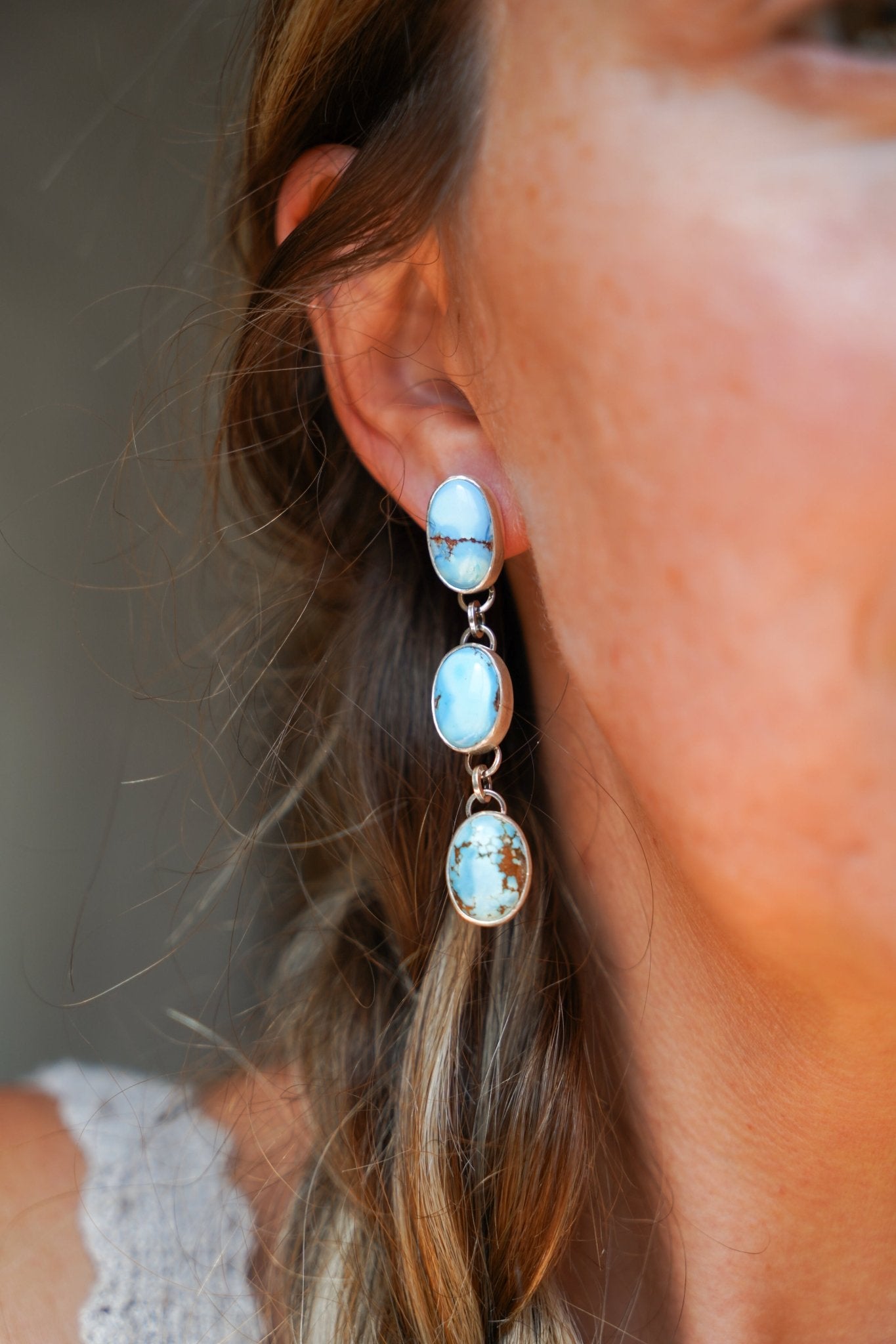 Periwinkle Drip Earrings in Golden Hills Turquoise - Golden Road Crafted