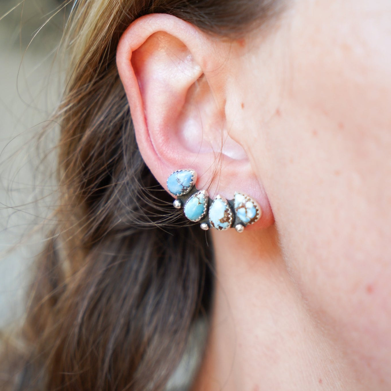 Periwinkle Ear Crawler + Stud in Golden Hills Turquoise - Golden Road Crafted