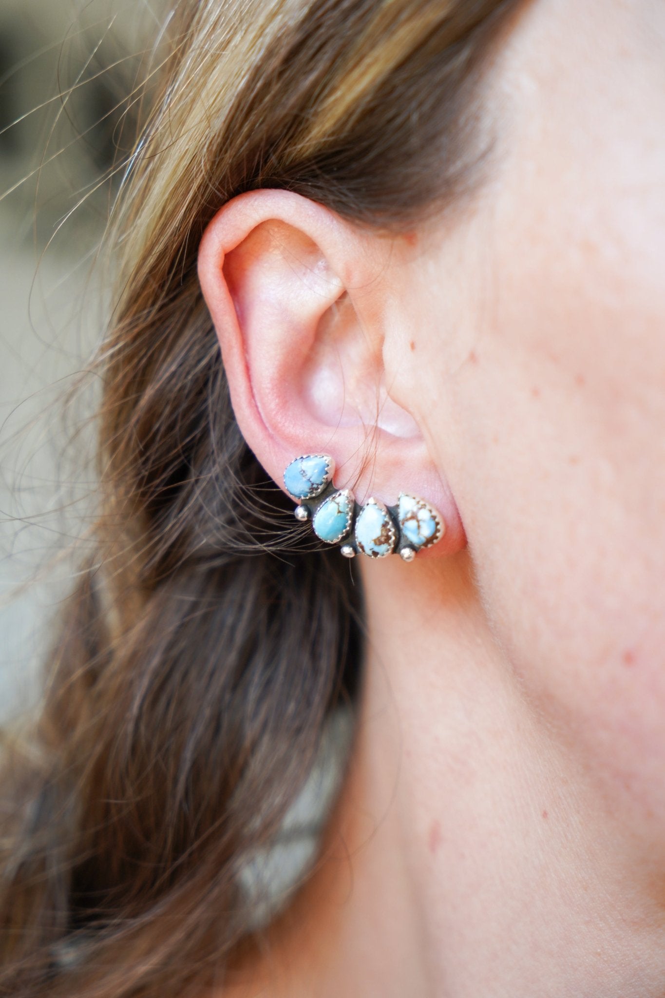 Periwinkle Ear Crawler + Stud in Golden Hills Turquoise - Golden Road Crafted