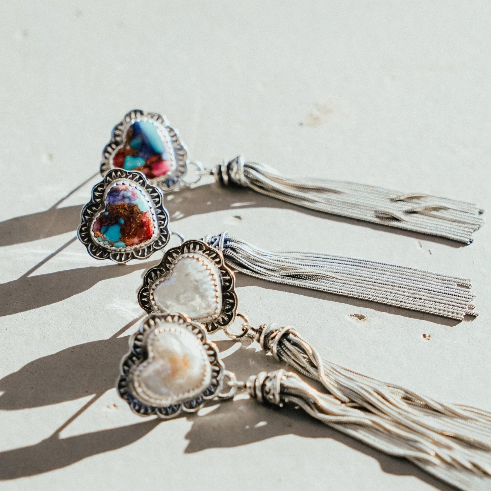 Pink Dahlia Heart Earrings - Golden Road Crafted