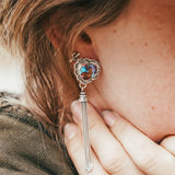 Pink Dahlia Heart Earrings - Golden Road Crafted