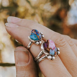 Pink Dahlia Heart Ring - Golden Road Crafted