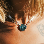 Positive Vibes Choker in Hubei Turquoise - Golden Road Crafted