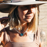 Positive Vibes Choker in Hubei Turquoise - Golden Road Crafted