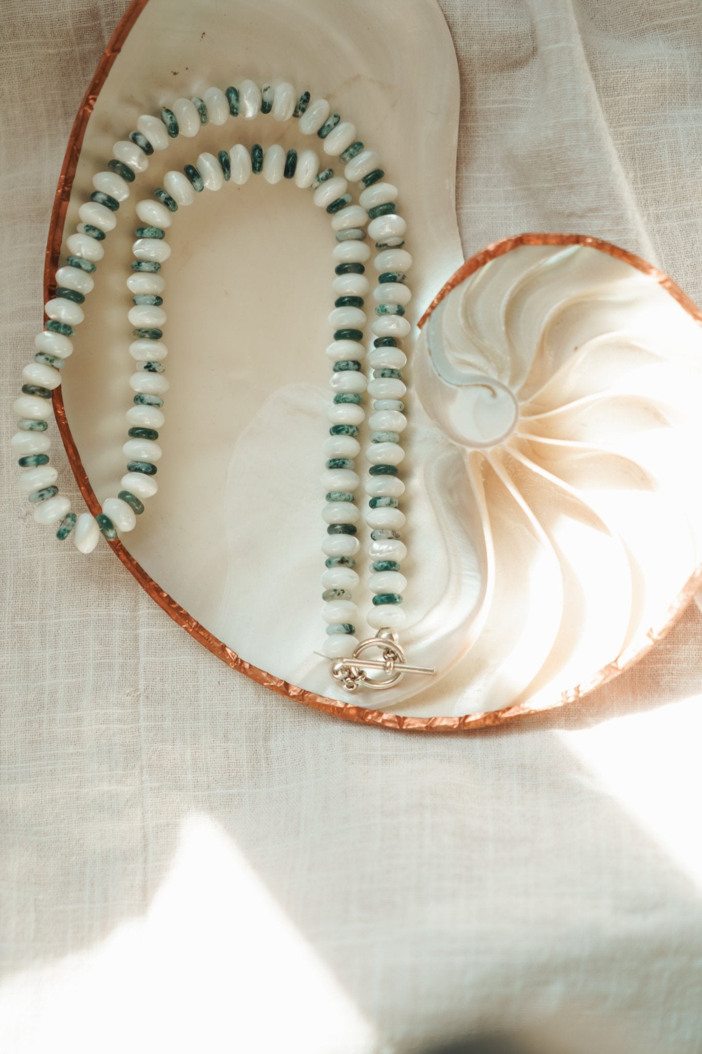 Pre-Order: Reversable Blossom in AAA Mother of Pearl and AAA Moss Agate - Golden Road Crafted