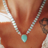 Pre-Order: Summer Breeze Necklace in Aventurine with Turquoise - Golden Road Crafted