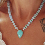 Pre-Order: Summer Breeze Necklace in Aventurine with Turquoise - Golden Road Crafted