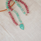 Pre-Order: Summer Breeze Necklace in Rose Quartz + Aventurine with Turquoise - Golden Road Crafted
