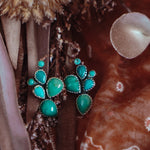 Prickly Pear Studs in Kingman Turquoise - Golden Road Crafted