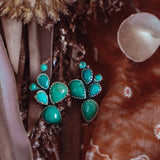Prickly Pear Studs in Kingman Turquoise - Golden Road Crafted