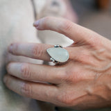 Rainbow Moonstone Ring (Size 6.5) - Golden Road Crafted