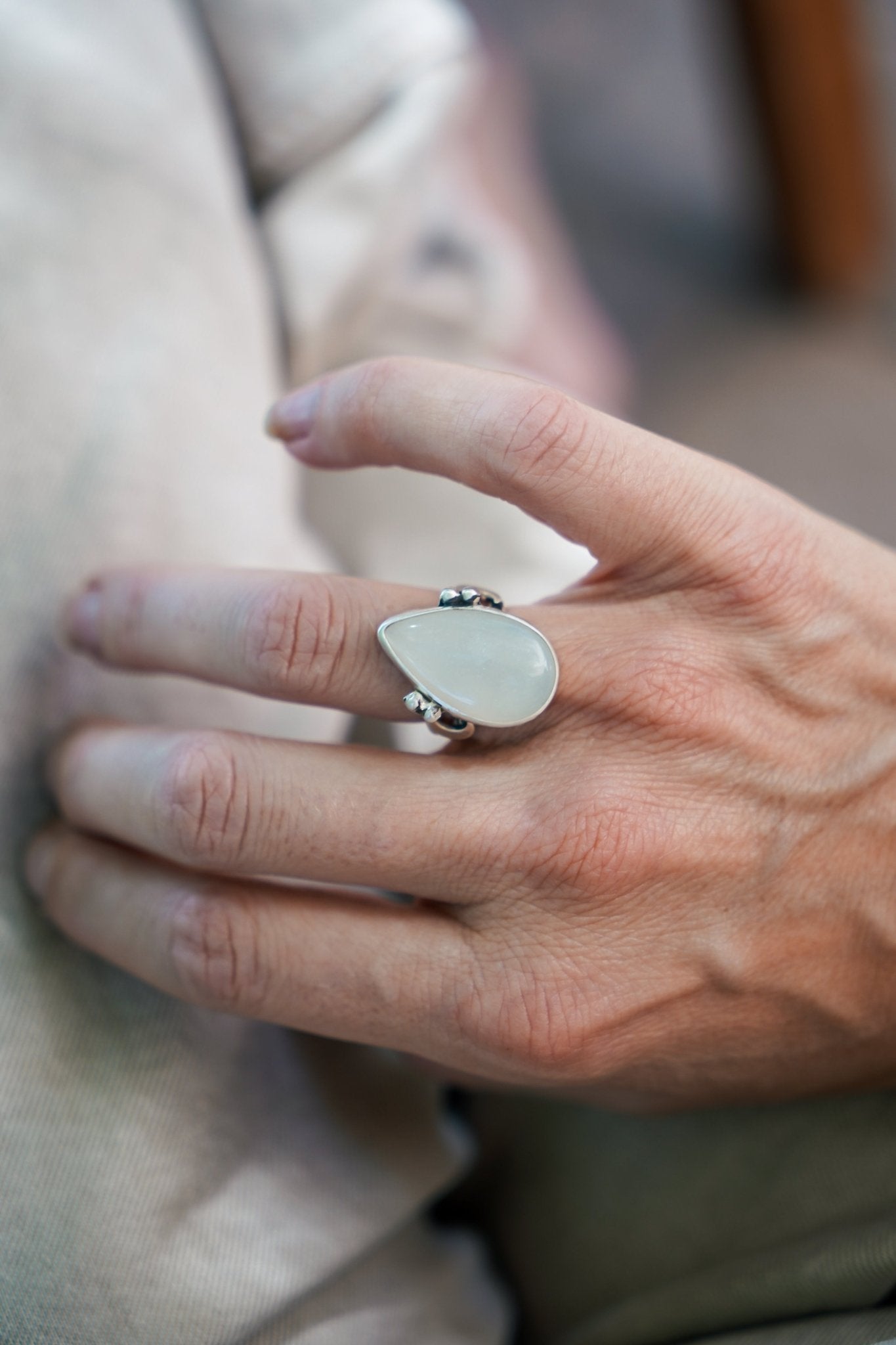 Rainbow Moonstone Ring (Size 6.5) - Golden Road Crafted