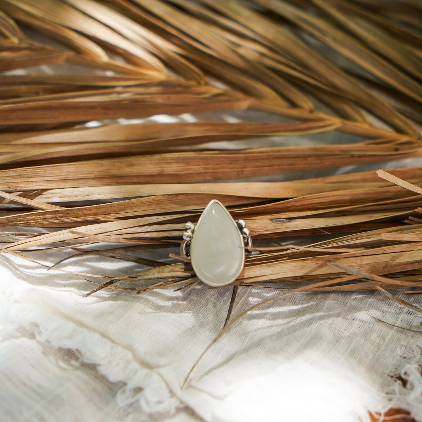 Rainbow Moonstone Ring (Size 6.5) - Golden Road Crafted