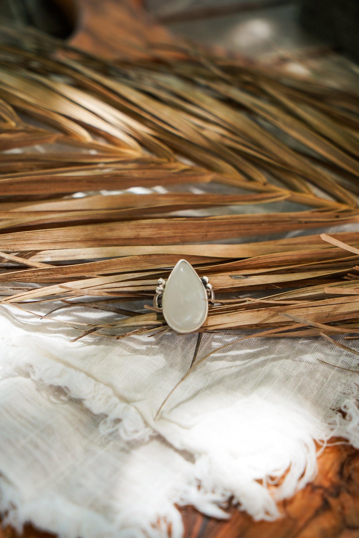 Rainbow Moonstone Ring (Size 6.5) - Golden Road Crafted