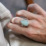 Rainbow Moonstone Ring (Size 9) - Golden Road Crafted