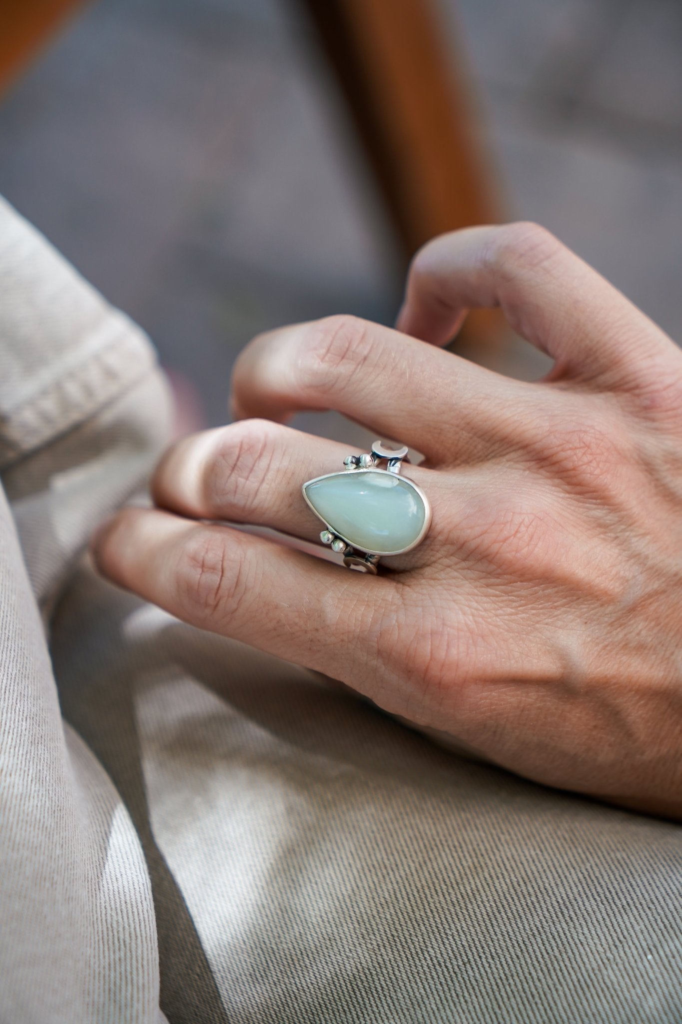 Rainbow Moonstone Ring (Size 9) - Golden Road Crafted