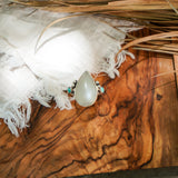 Rainbow Moonstone Ring with Lone Mtn Turquoise (Size 8) - Golden Road Crafted