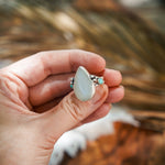 Rainbow Moonstone Ring with Lone Mtn Turquoise (Size 8) - Golden Road Crafted