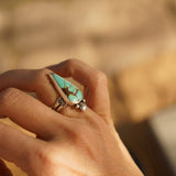 Raindrop Ring in No. 8 Turquoise (Size 6.5) - Golden Road Crafted