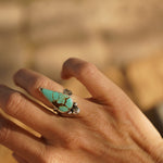 Raindrop Ring in No. 8 Turquoise (Size 6.5) - Golden Road Crafted