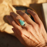 Raindrop Ring in No. 8 Turquoise (Size 7) - Golden Road Crafted