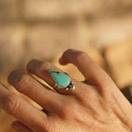 Raindrop Ring in No. 8 Turquoise (Size 7) - Golden Road Crafted