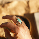 Raindrop Ring in No. 8 Turquoise (Size 7) - Golden Road Crafted