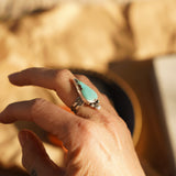 Raindrop Ring in No. 8 Turquoise (Size 7) - Golden Road Crafted
