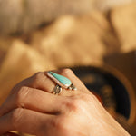 Raindrop Ring in No. 8 Turquoise (Size 7) - Golden Road Crafted
