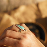 Raindrop Ring in No. 8 Turquoise (Size 7) - Golden Road Crafted