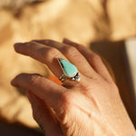 Raindrop Ring in No. 8 Turquoise (Size 7) - Golden Road Crafted