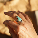Raindrop Ring in No. 8 Turquoise (Size 7) - Golden Road Crafted