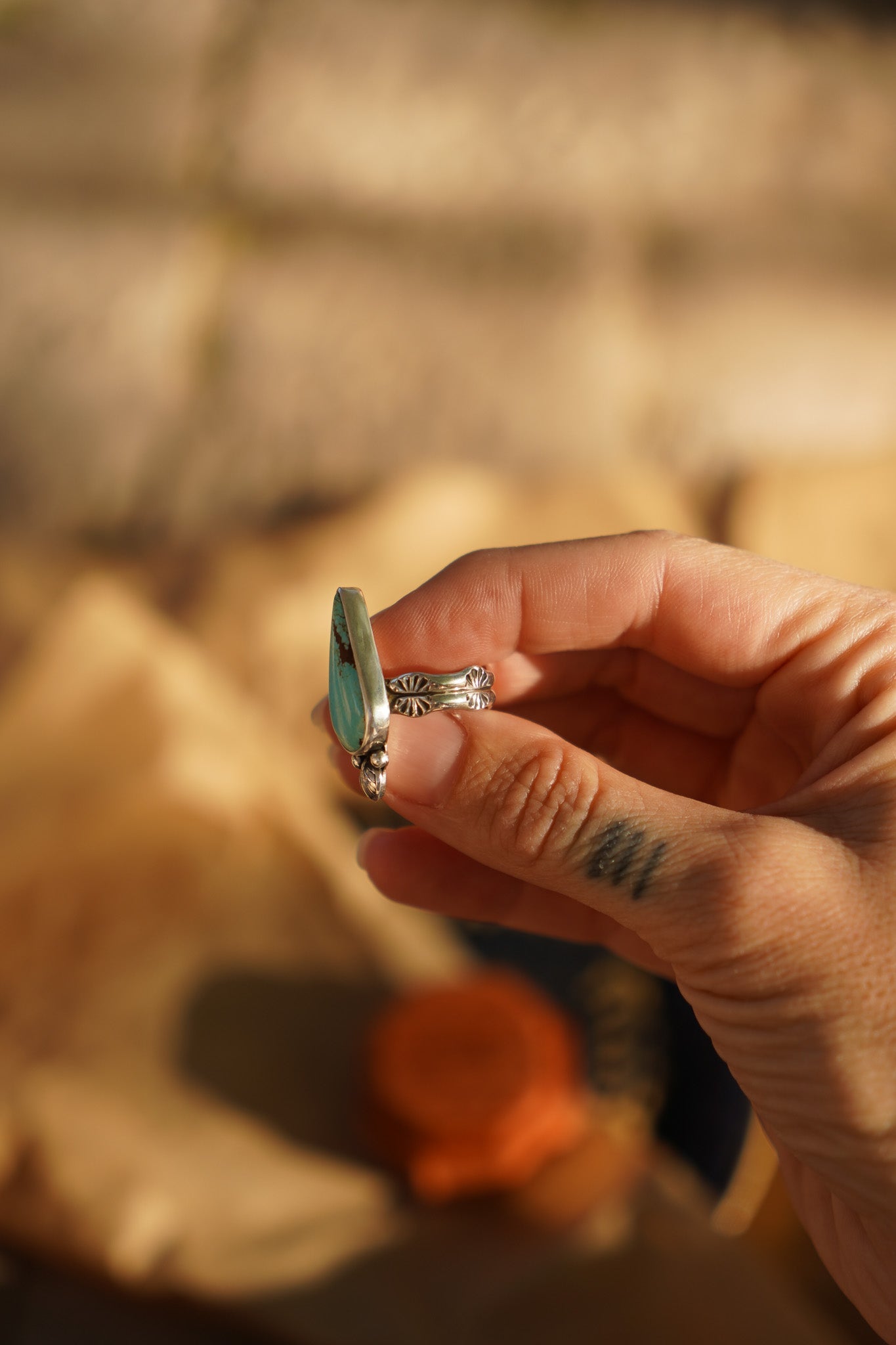 Raindrop Ring in No. 8 Turquoise (Size 7) - Golden Road Crafted