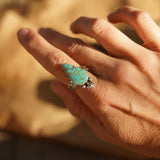 Raindrop Ring in No. 8 Turquoise (Size 9) - Golden Road Crafted