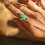 Raindrop Ring in No. 8 Turquoise (Size 9) - Golden Road Crafted