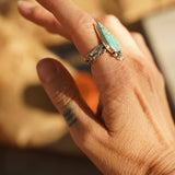 Raindrop Ring in No. 8 Turquoise (Size 9) - Golden Road Crafted