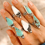 Raindrop Ring in White Buffalo (Size 8) - Golden Road Crafted