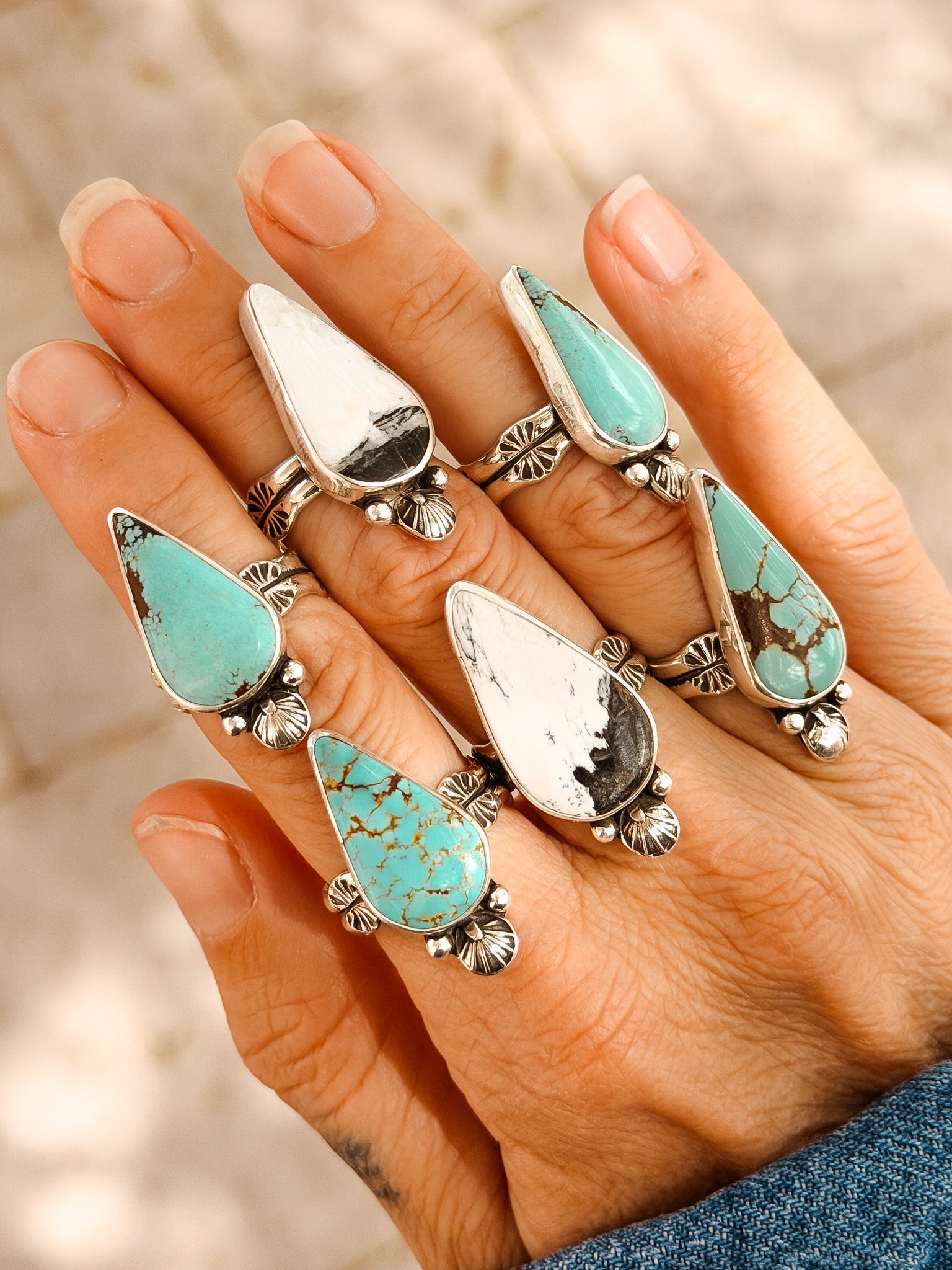 Raindrop Ring in White Buffalo (Size 8) - Golden Road Crafted
