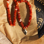Red Agate Necklace with White Buffalo - Golden Road Crafted
