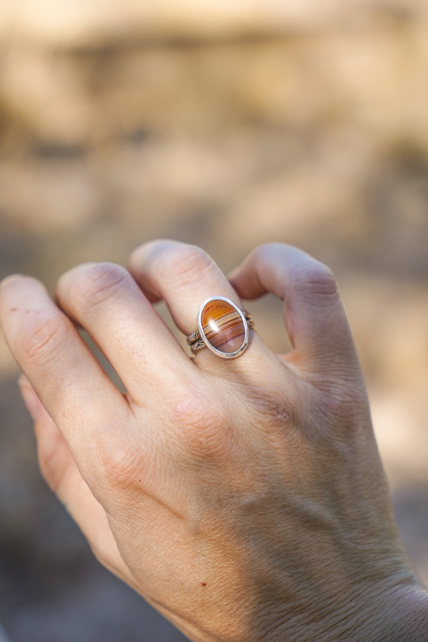 Red Jasper Ring (Size 7) - Golden Road Crafted