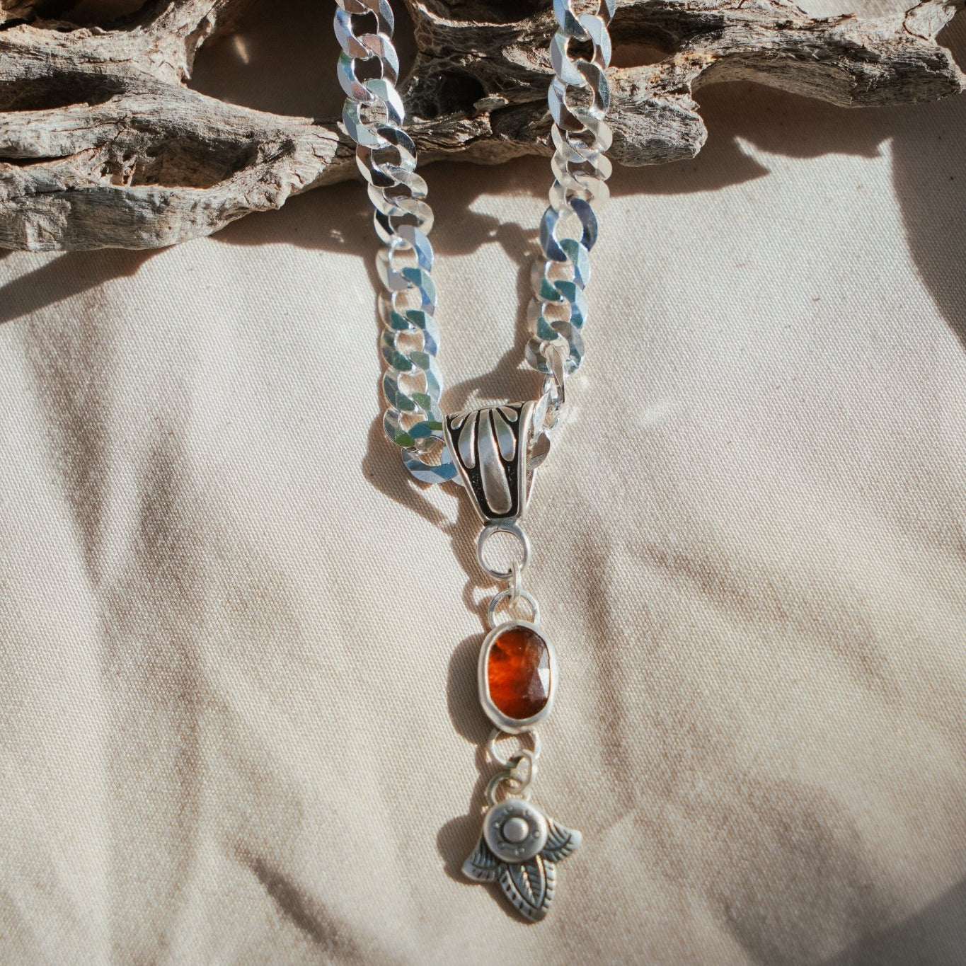 Red Kyanite Necklace with Sterling Silver Beads - Golden Road Crafted