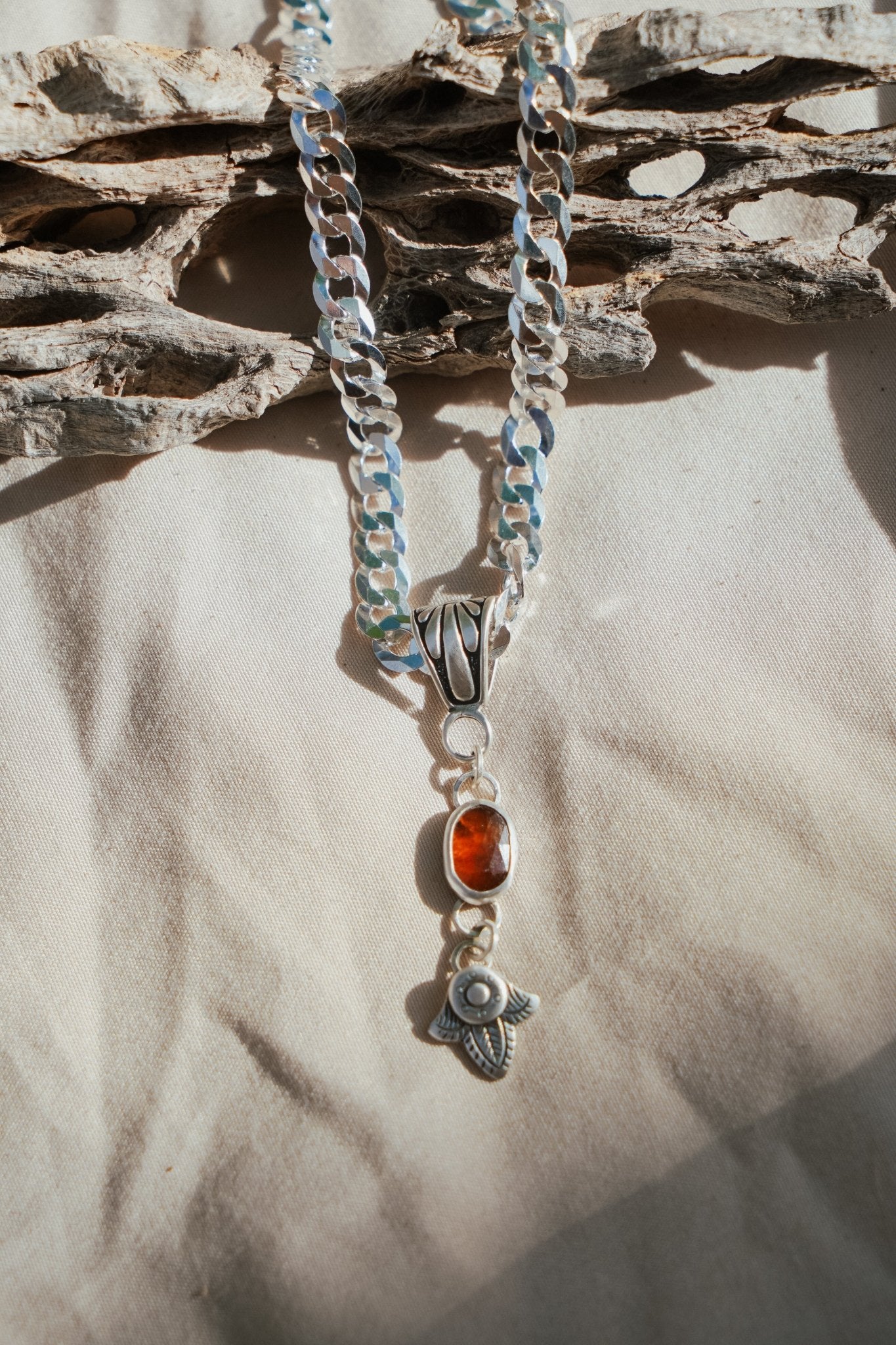 Red Kyanite Necklace with Sterling Silver Beads - Golden Road Crafted
