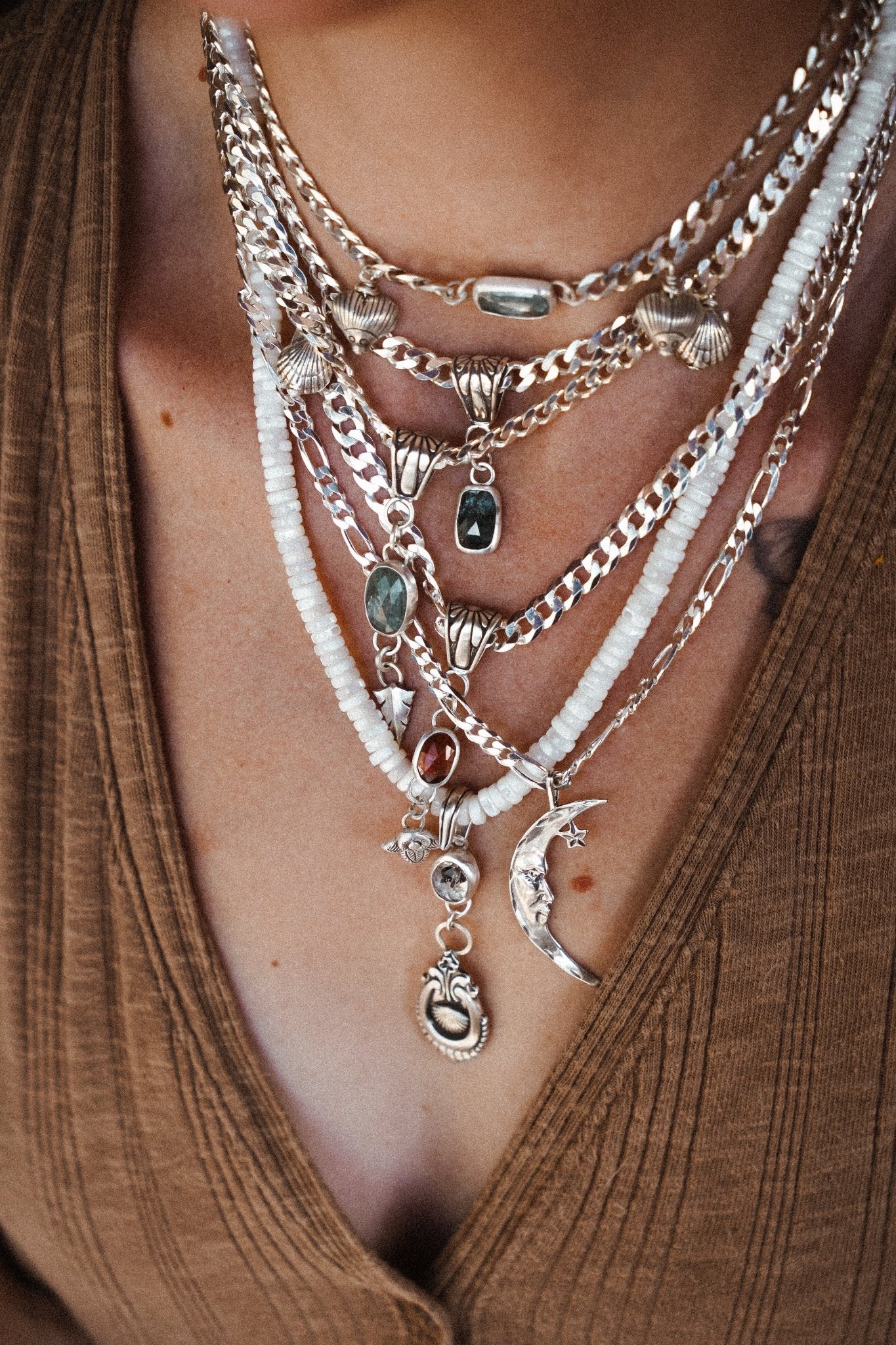 Red Kyanite Necklace with Sterling Silver Beads - Golden Road Crafted